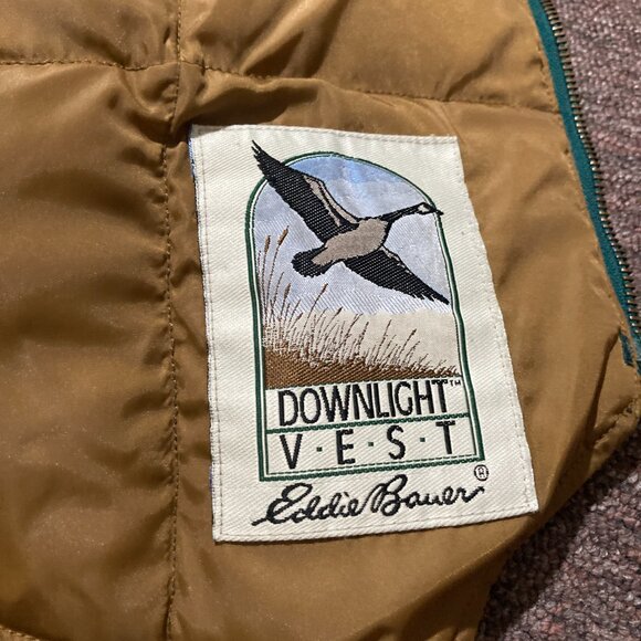 Vintage Eddie Bauer Downlight Men’s Medium Vest Puffer Quilted Outdoors Teal - Picture 6 of 9